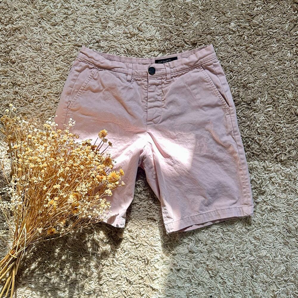 Allsaints Pink Slim Fit Chino Shorts Cotton Men’s Size 28